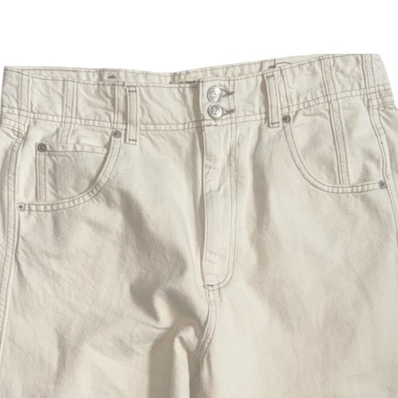 FREE PEOPLE WE THE FREE ASTER SEAMED RELAXED STRAIGHT LEG CREAM JEANS NWT - Picture 13 of 16